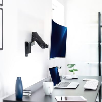 Premium Ultrawide Monitor Counterbalance Wall Mount for 40 inch Screens up to 44 lbs, Full Motion, Max VESA 100x100, Black, MOUNT-V100E