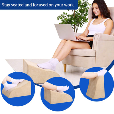 Foot Rest for Under Desk at Work, Ergonomic Under Desk Footrest with Washable Cover for Office, Home & Gaming Leg Elevation Pillow Beige