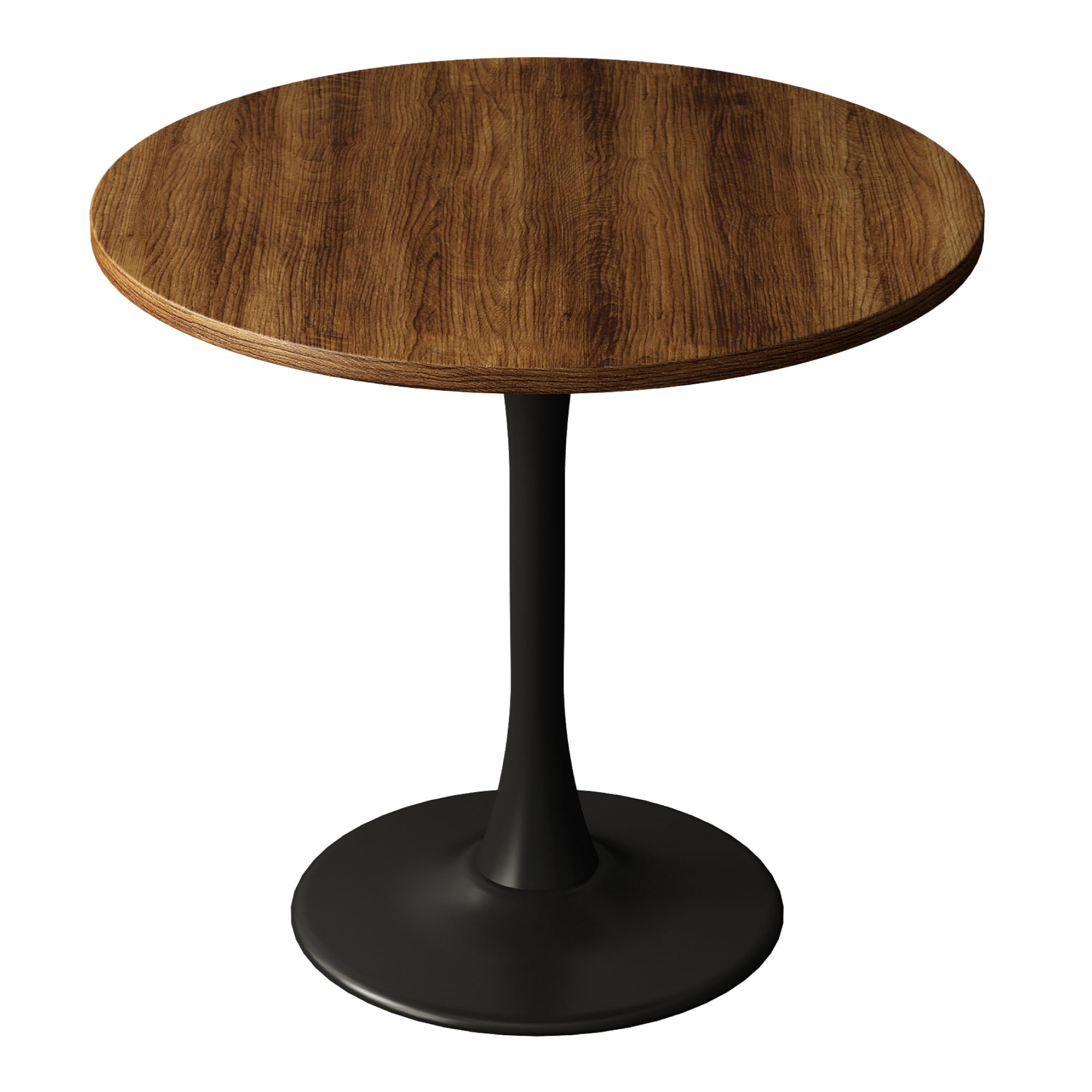 Round Dining Table 30" Circle Tulip Table with Wood Thickened Tabletop & Sturdy Metal Pedestal Mid Century Modern Farmhouse Kitchen Tables for 4 Small Places Living Room Cafe,Somber Walnut