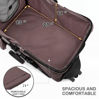 Foldable Dog Strollers for Small Dogs with Weather Cover, 3 Wheels Pet Strolling Cart for Dogs and Cats with Storage Basket and Cup Holder, Breathable and Visible Mesh for All-Season, Coffee
