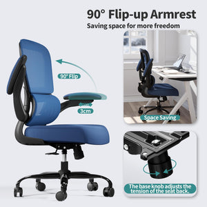 Office Chair - Ergonomic Desk Chair with Adjustable Lumbar Support, Mesh Computer Chair, Executive Chairs for Home Office Comfortable Lumbar Support (Deep Blue)