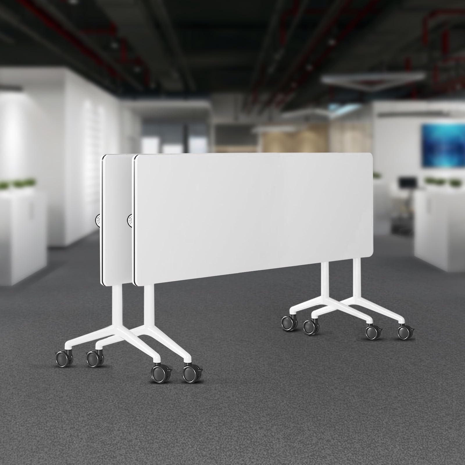 Folding Conference Room Tables 2 Pack, Foldable Modern Mobile Meeting Table Desk Training Table 6FT Large Rolling OfficeTable for Conference Training Classroom (2, 55" * 23.6" * 29.5")
