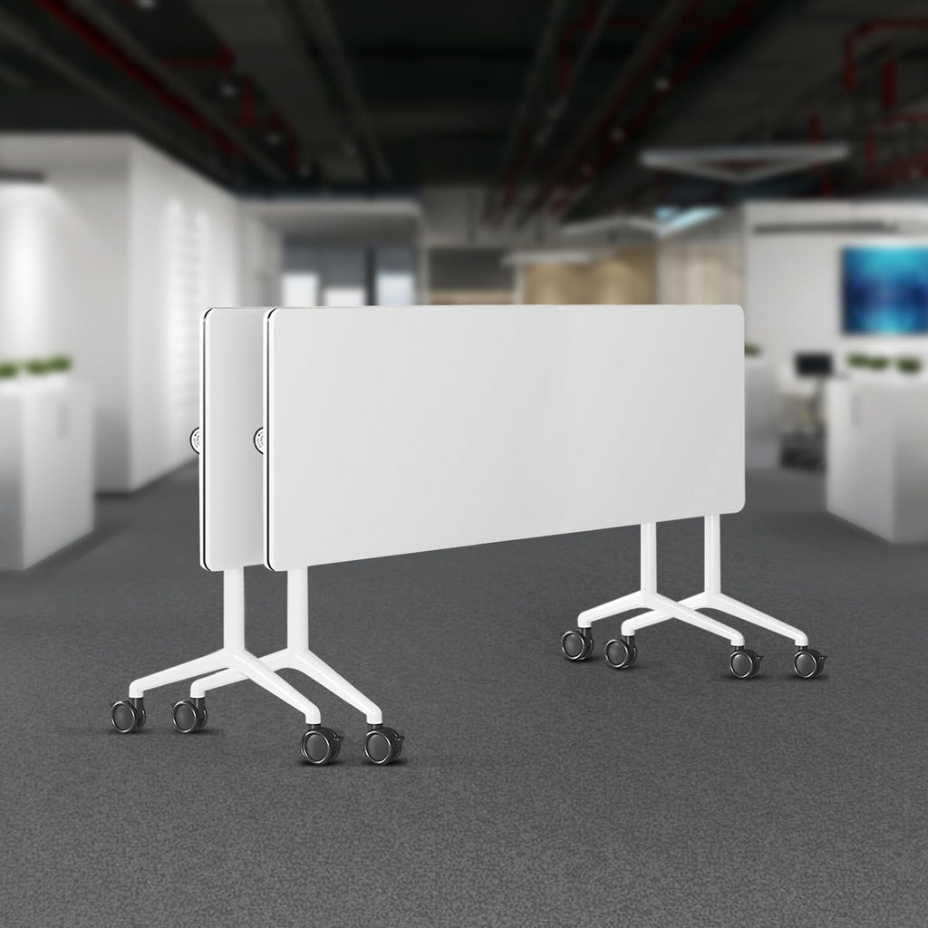 Folding Conference Room Tables 2 Pack, Foldable Modern Mobile Meeting Table Desk Training Table 6FT Large Rolling OfficeTable for Conference Training Classroom (2, 70.8" * 23.6" * 29.5")