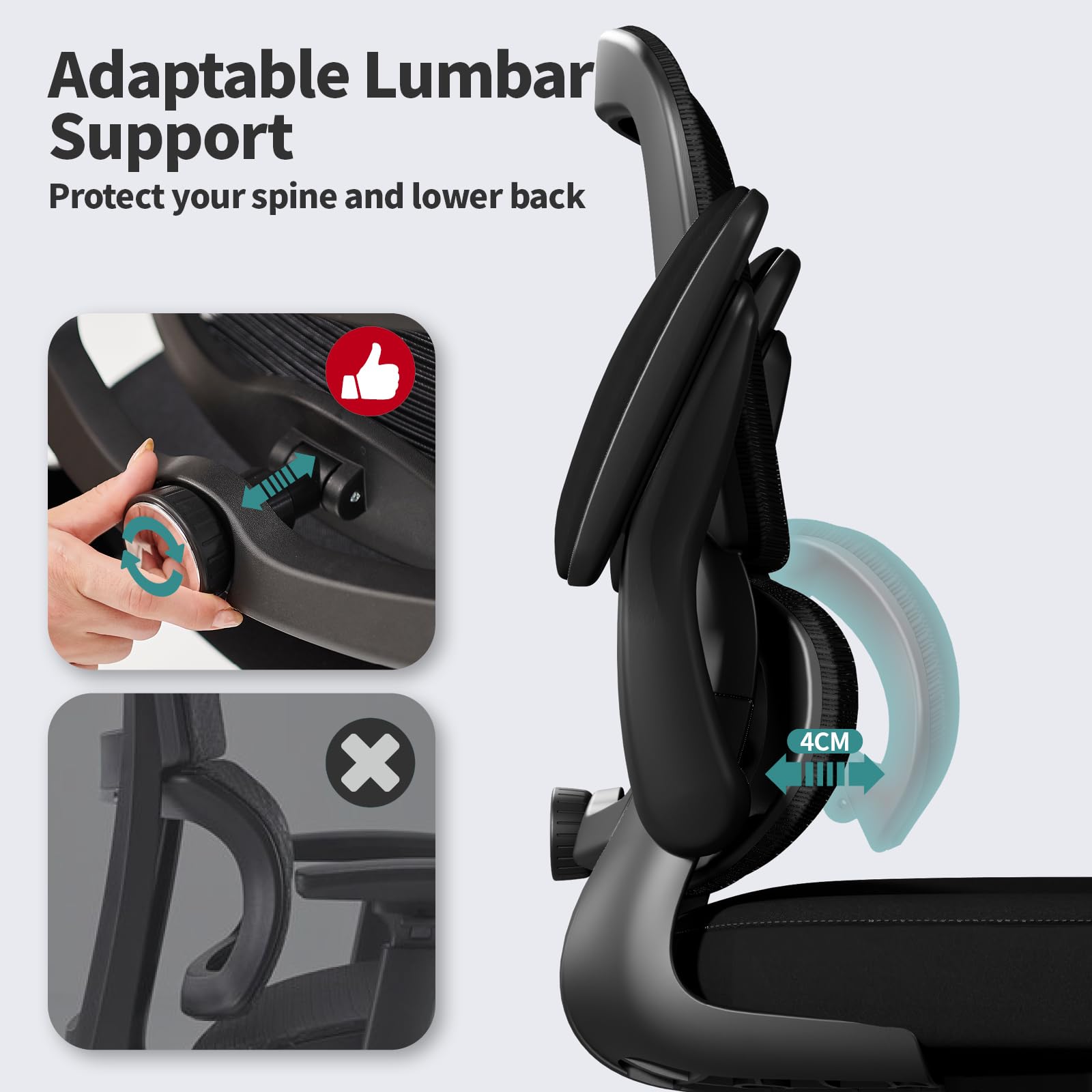Black Pack of 8, Office Chair - Ergonomic Desk Chair with Adjustable Lumbar Support, Mesh Computer Chair, Executive Chairs for Home Office Comfortable Lumbar Support