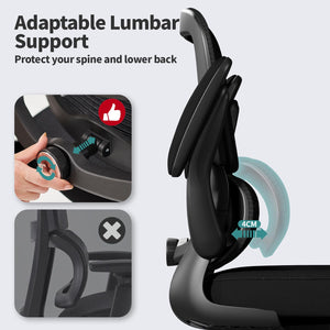 Black Pack of 2, Office Chair - Ergonomic Desk Chair with Adjustable Lumbar Support, Mesh Computer Chair, Executive Chairs for Home Office Comfortable Lumbar Support