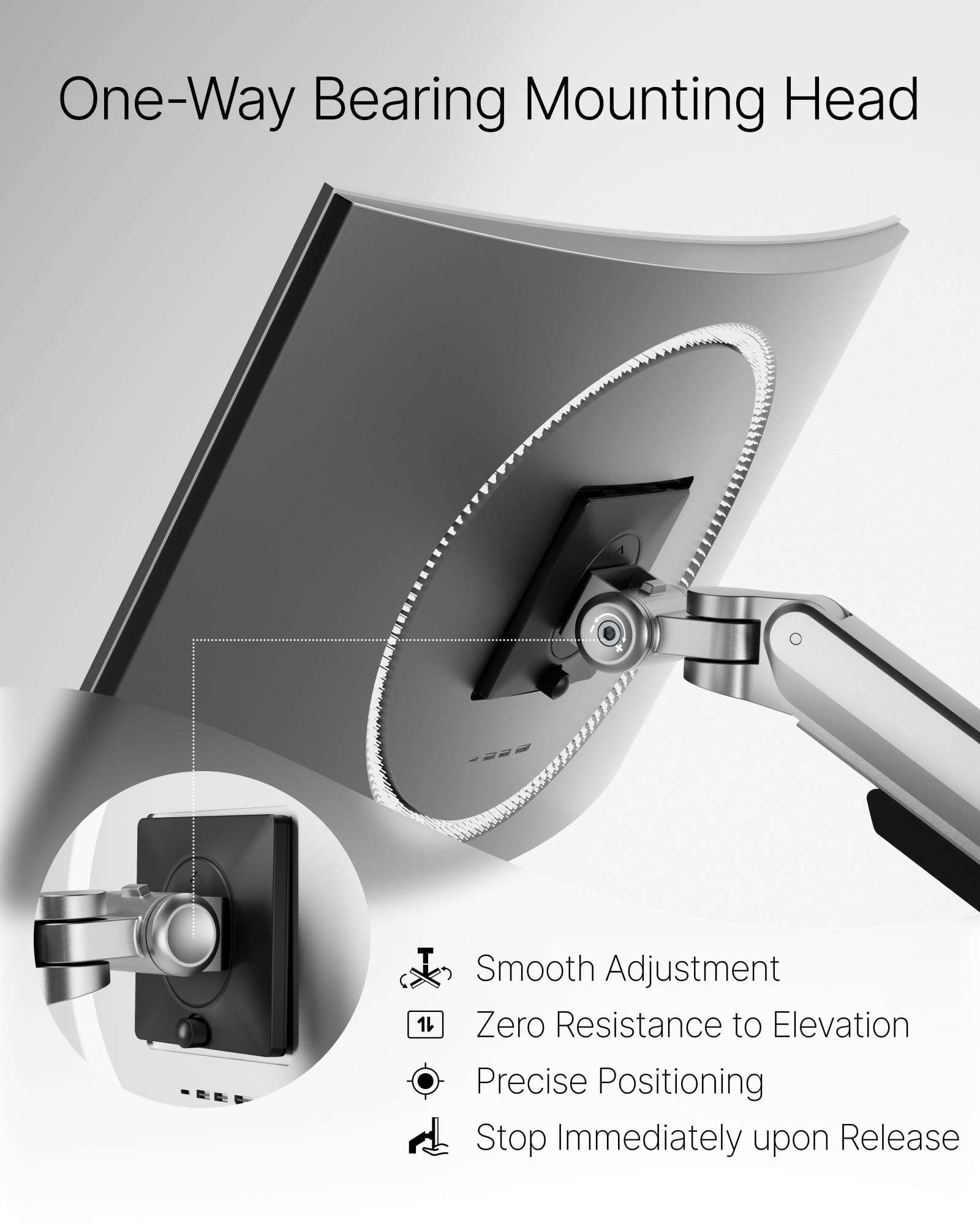Deluxe Monitor Arm with USB A/C up to 40 Inch Holds 26.4 lbs Curved Screens Aluminum Fully Motion Single Monitor Stand with Clamp/Grommet, Quick Release Plate,75/100mm VESA,MA1008UCSL