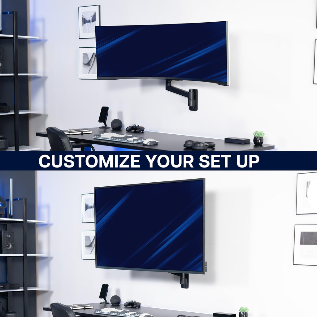 VIVO Ultrawide Monitor Wall Mount for up to 57 inch Screens, Holds 59.4 lbs, TV and Monitor Arm Designed for Samsung Odyssey Ark, Neo G9, ViewFinity S9, and More, Black, MOUNT-G57