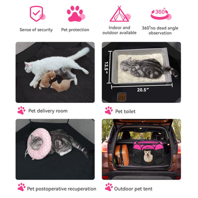 Dog Playpen, Medium Puppy Pet Playpen, Dog Crate Tent Cage Indoor/Outdoor, Portable Pop Up Dogs Kennel Playpen with Carrying Case for Dogs/Cats/Rabbits, Hot Pink