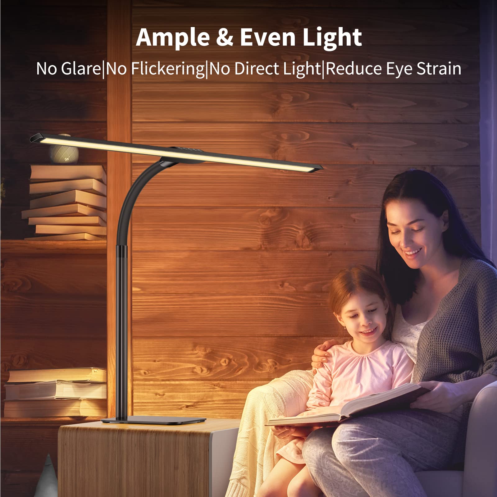 LED Desk Lamp, 24W Architect Desk Lamps with Base 31.5" Wide Home Office Lights 1800LM Extra Bright Table Lighting with Adjustable Lights, 5 Color Modes, Studio Work Lamp for Task, Drafting