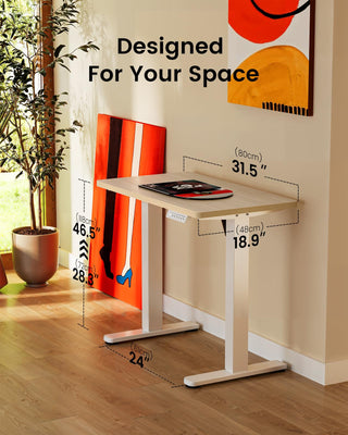Height Adjustable Electric Standing Desk, 32 x 19 Inches Sit Stand up Desk, Memory Computer Home Office Desk, Natural