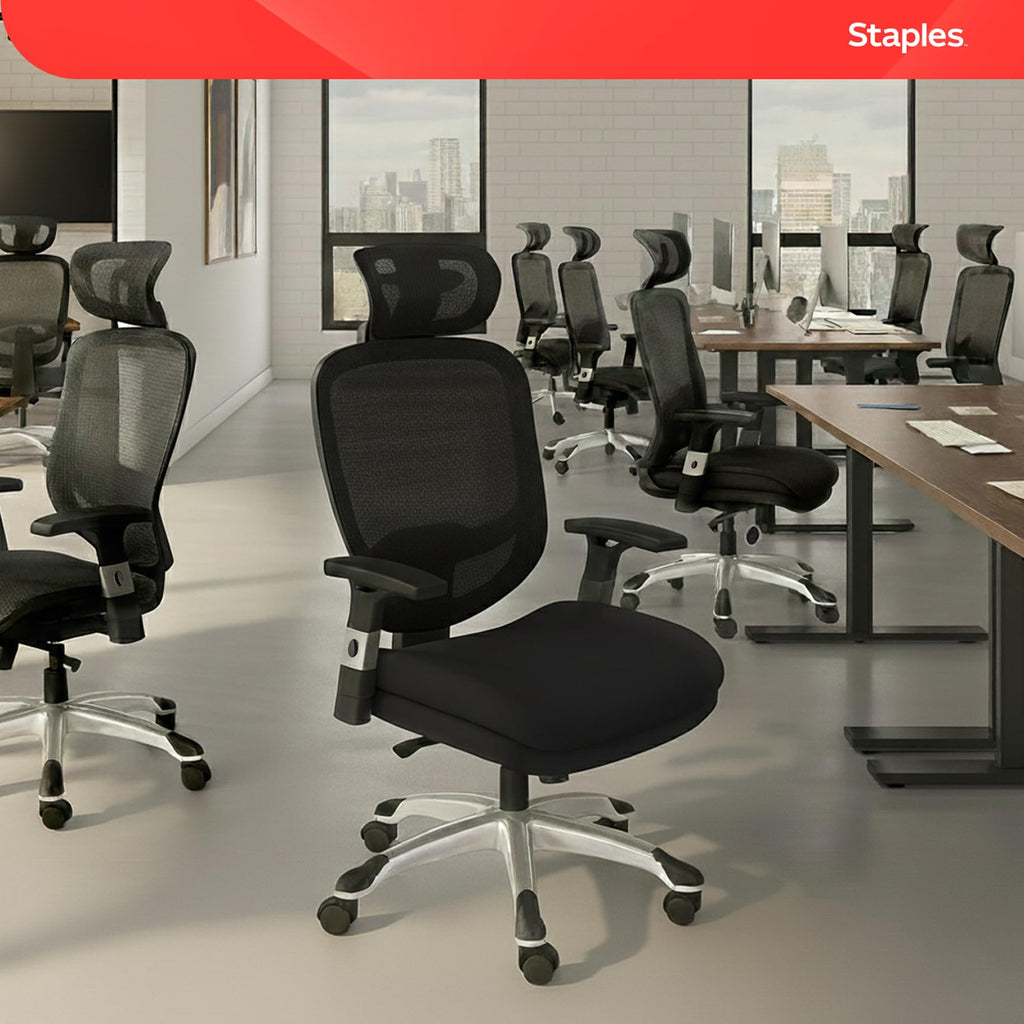 Ergonomic Office Chair Adjustable Lumbar Support with Breathable Mesh, Swivel Desk Chair for Home Office, Black (XL)