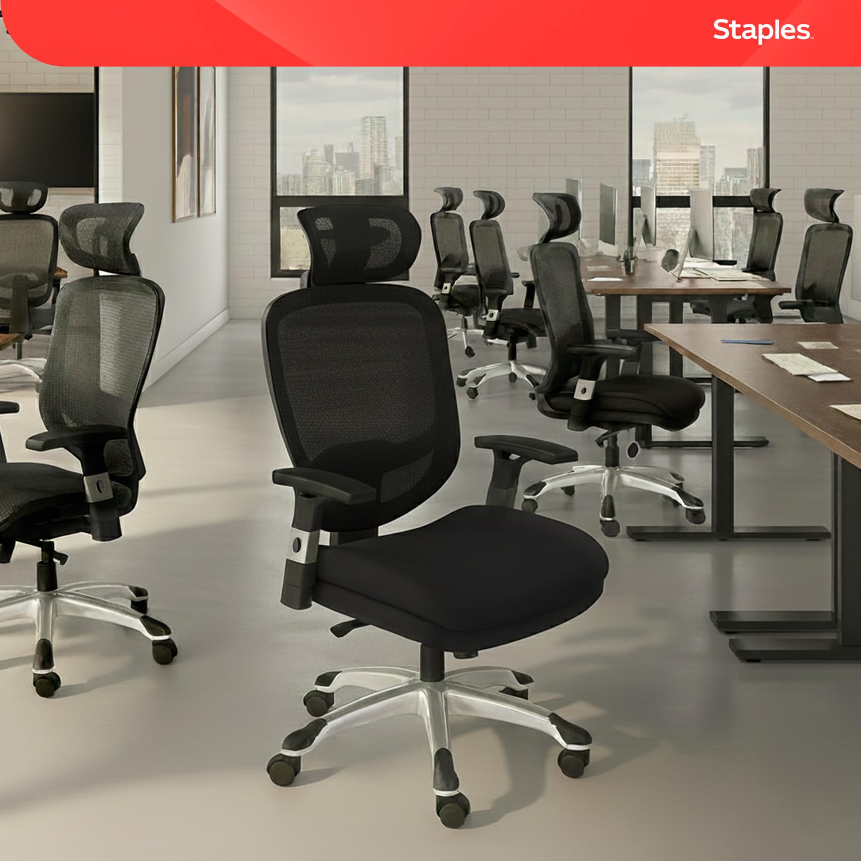 Ergonomic Office Chair Adjustable Lumbar Support with Breathable Mesh, Swivel Desk Chair for Home Office, Black (XL)