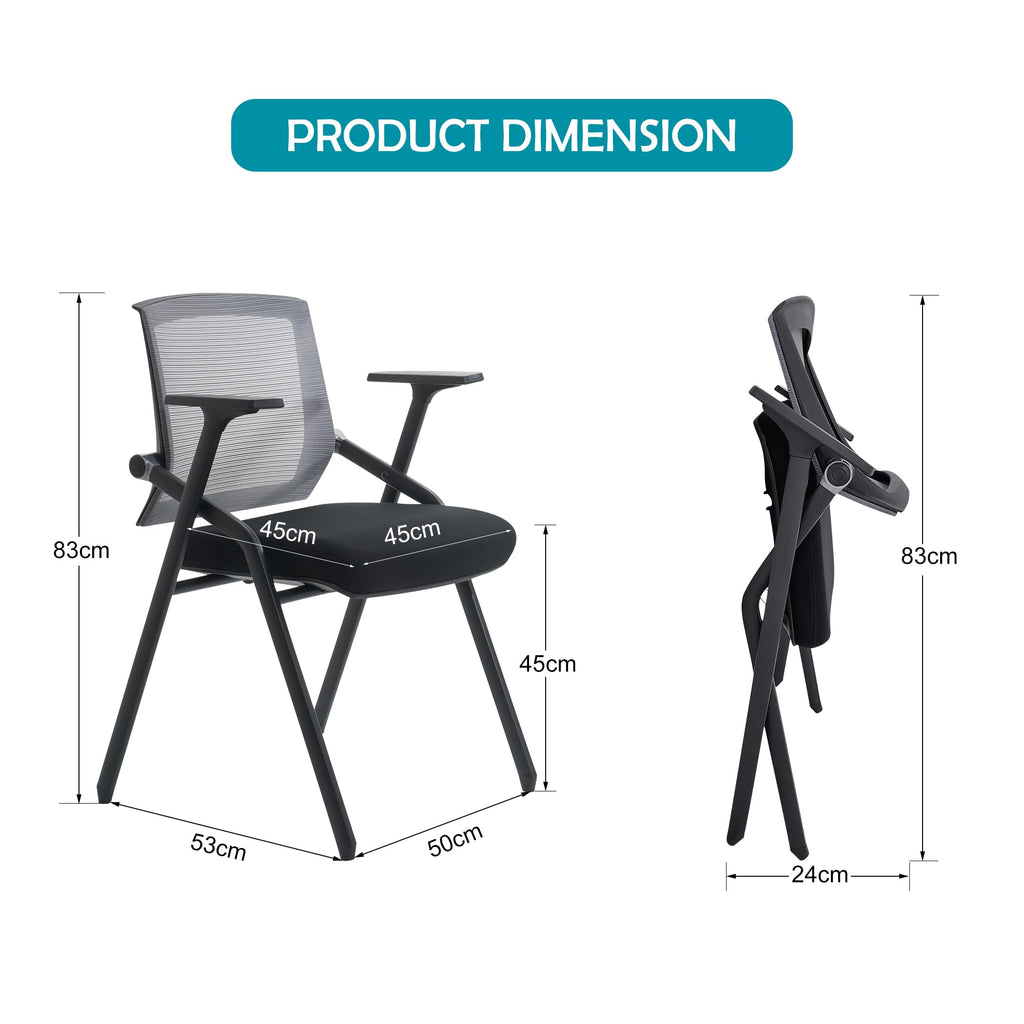 Conference Room Chairs, Folding Office Desk Chair with Lumbar Support and Sliding Armrest, Stackable Office Guest Chairs & Reception Chairs(12 Pack)