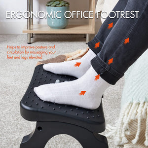 Under Desk Footrest, Ergonomic Foot Stool with Massage Rollers Max-Load 120Lbs Desk Leg Rest Pain Relief for Home Office Work