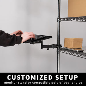 Universal 26 Inch Keyboard and Mouse Tray Pole Mount, 360 Degree Rotation, Neutral Writing Position, Black, Mount-POLEKB