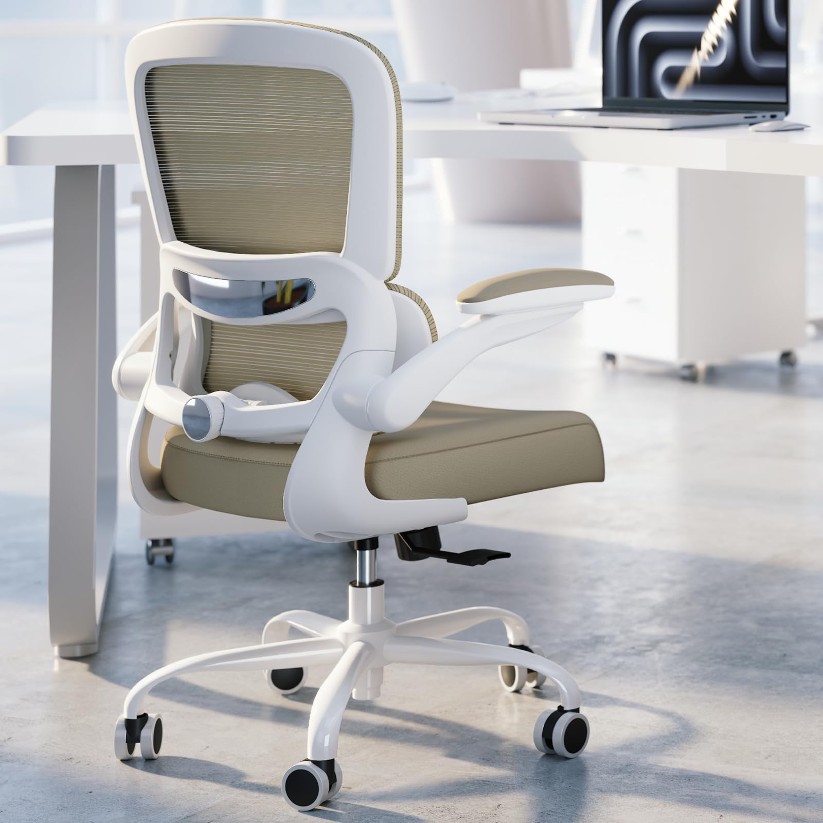 Office Chair - Ergonomic Desk Chair with Adjustable Lumbar Support, Mesh Computer Chair, Executive Chairs for Home Office Comfortable Lumbar Support,Khaki
