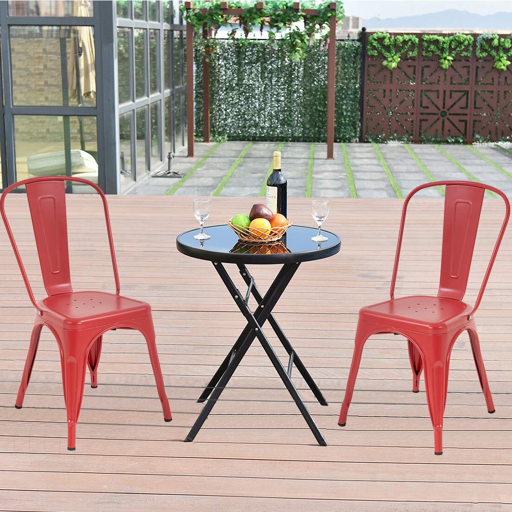 Metal Dining Chairs Set of 4 Indoor Outdoor Chairs Patio Chairs Kitchen Metal Chairs 18 Inch Seat Height Restaurant Stackable Chair Tolix Side 330LBS Weight Capacity
