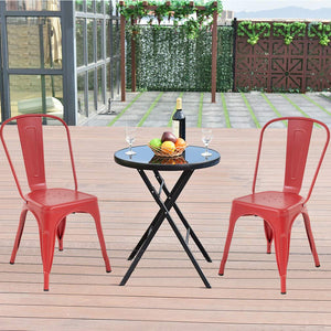 Metal Dining Chairs Set of 4 Indoor Outdoor Chairs Patio Chairs Kitchen Metal Chairs 18 Inch Seat Height Restaurant Stackable Chair Tolix Side 330LBS Weight Capacity