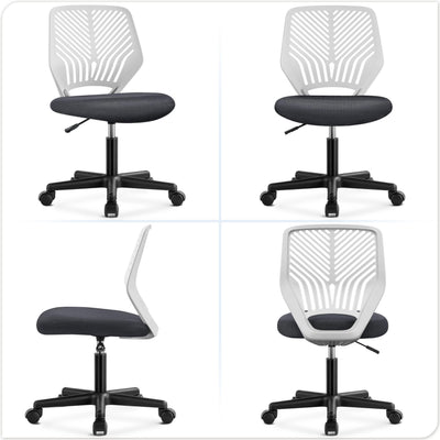 Students Cute Desk Chair Low-Back Armless Study Chair w/Lumbar Support Adjustable Swivel Chair in Home Bedroom School, Dark Gray