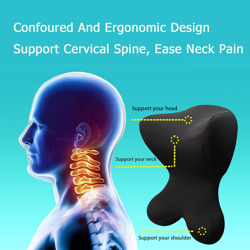 Neck Pillow for Driving Seat Car headrest Pillow/Gaming Chair Pillow with Adjustable Strap Removable Cover Ergonomic Design Neck Support Pillow for auto, Office Chair, Gaming Chair(Black)