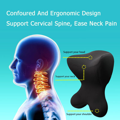Neck Pillow for Driving Seat Car headrest Pillow/Gaming Chair Pillow with Adjustable Strap Removable Cover Ergonomic Design Neck Support Pillow for auto, Office Chair, Gaming Chair(Black)