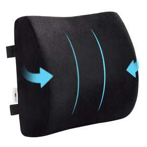 Comfortable Lumbar Support Pillow for Office Chair, Memory Foam Back Support Pillows for Car、Gaming Chair、 Home Chair, Back Pain Relief Improve Posture, Double Adjustable Straps(Black)