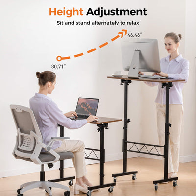Standing Desk Adjustable Height & Tiltable Tabletop, Portable Stand Up Desk for Laptop, Mobile Folding Desk for Home Office Work and Walking Pad Treadmill, Height 30.7