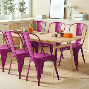 Metal Dining Chair Indoor Outdoor Use Stackable Classic Trattoria Chair Chic Dining Bistro Cafe Side Metal Chairs Set of 4
