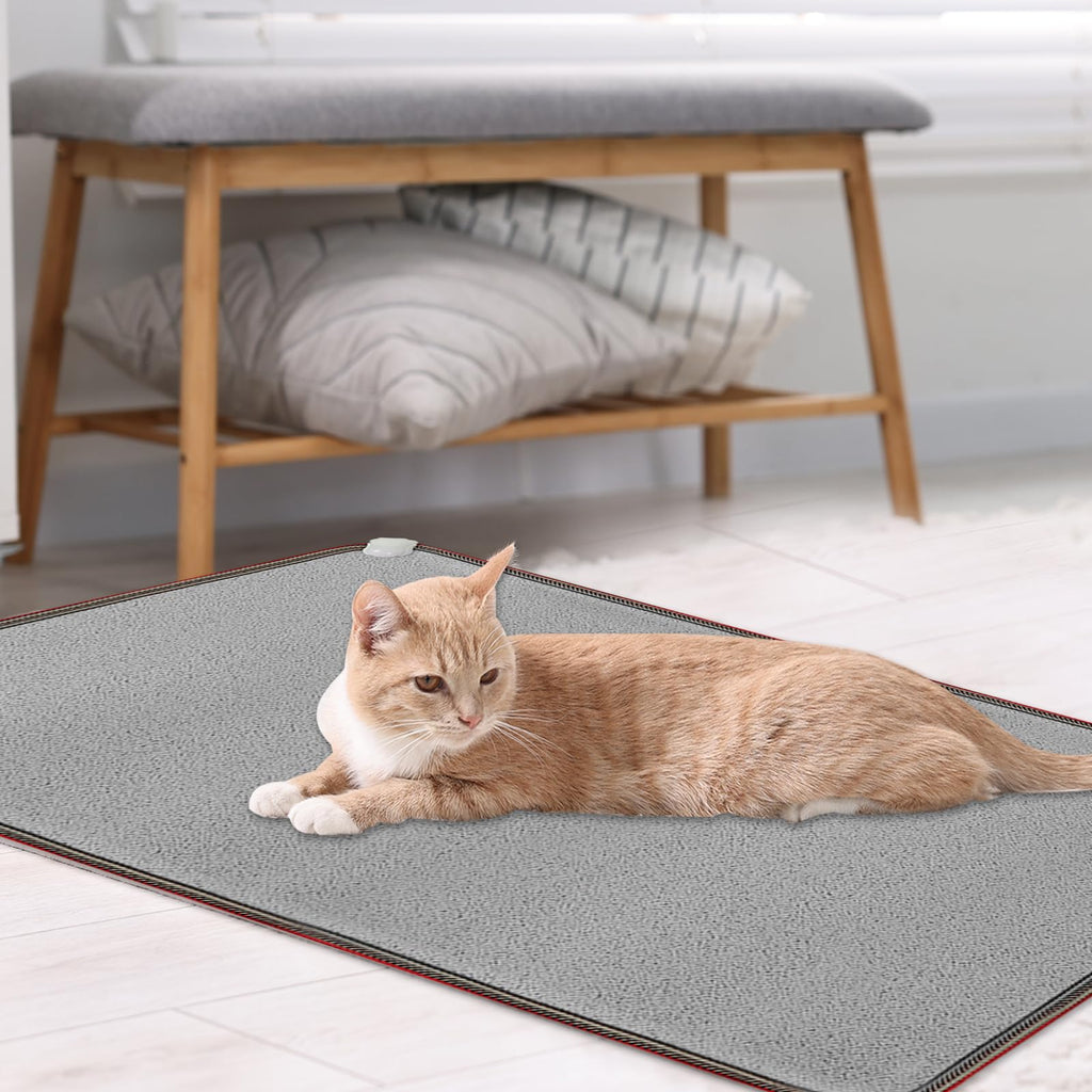 PVC 110V Heated Floor Mat Heater for Foot Warmer Under Desk 31.5 x 20 Inch Electric Heating Pad Energy Saving Carpet Pad Indoor Floor Heated Rug for Home Office Bathroom House Gray