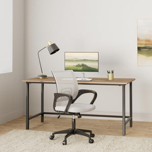 Ergonomic Office Chair | Mid-Back Swivel Desk Chair | Breathable Backrest & Lumbar Support | Adjustable Height | Sponge Seat | Rolling Wheels | Grey | for Adults & Women | Pack of 2