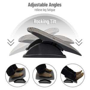 Foot Rest, Under Desk at Work, Ergonomic, Height Adjustable, Office, Plastic, Black