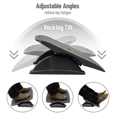 Foot Rest, Under Desk at Work, Ergonomic, Height Adjustable, Office, Plastic, Black
