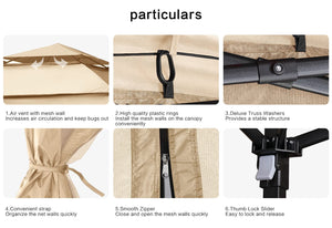 11x11Ft Easy Pop Up Gazebo Tent Instant Outdoor Canopy Shelter with Mosquito Netting Walls(Khaki)