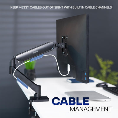 Single 17 to 32 inch Monitor Height Adjustable Counterbalance Mechanical Arm Desk Stand, Classic, Universal VESA Mount, STAND-V001O