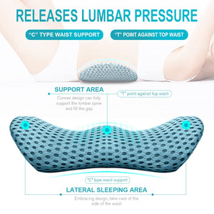 Lumbar Support Pillow for Office Chair, Memory Foam Lumbar Pillow for Lower Back Pain Relief (Blue)