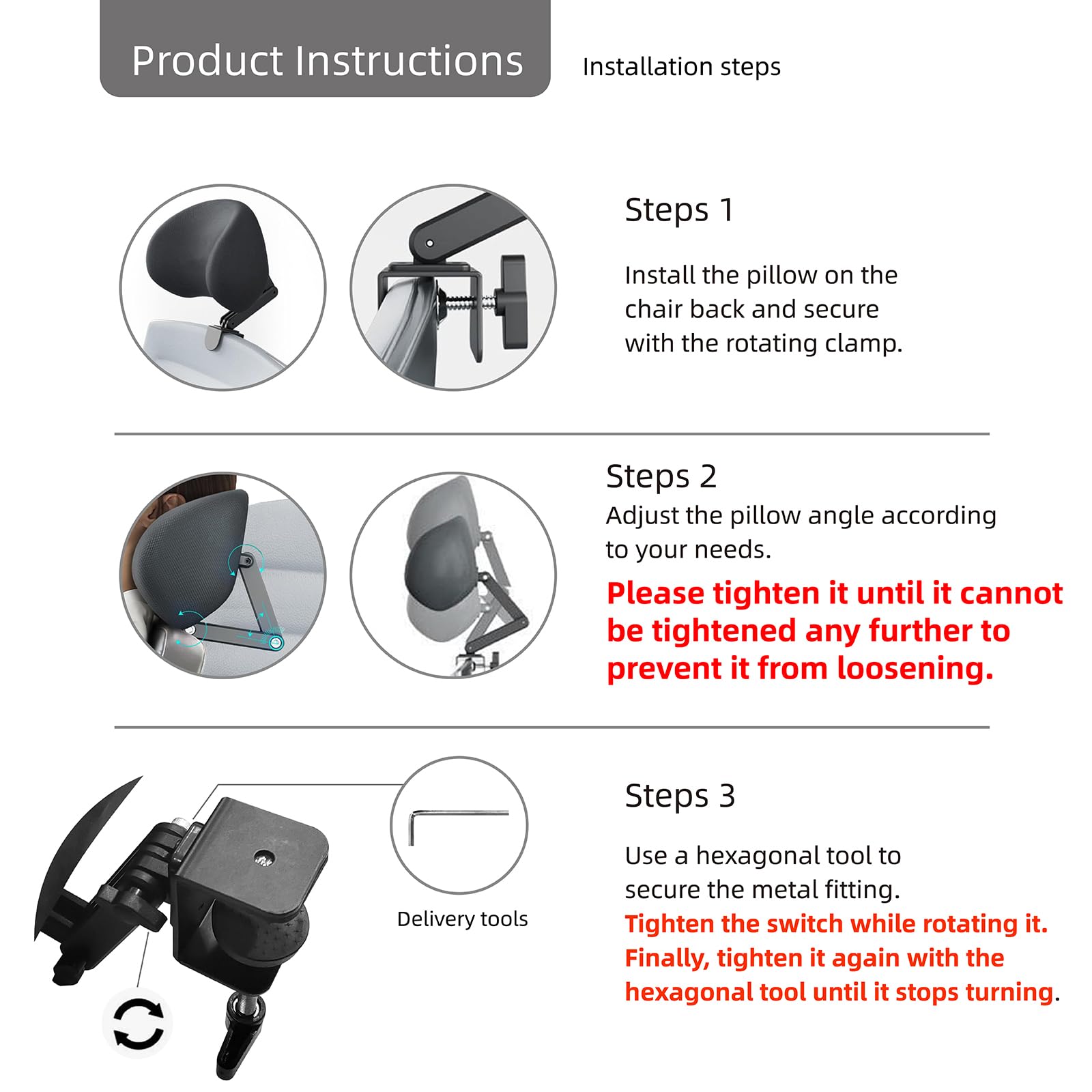 Memory Foam Headrest Attachment for Office Chair, Attachable Chair Head Rest, Desk Chair Neck Support, Elastic Sponge Head Pillow Adjustable Height and Angle (Black)
