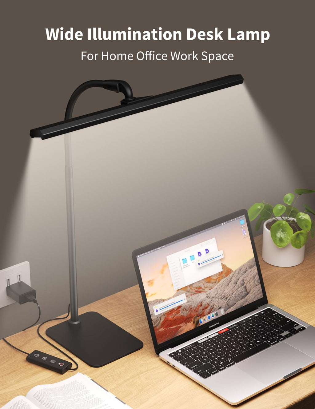 LED Desk Lamps for Home Office, Tall Desk Light with Base, Flexible Gosseneck Adjustable Height 5-Level Dimmable Brightness & Color, Architect Lamp for Working,Reading,Crafting,Study