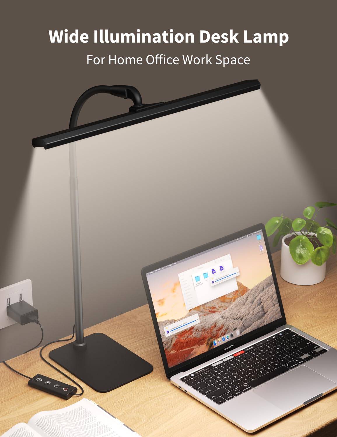 LED Desk Lamps for Home Office, Tall Desk Light with Base, Flexible Gosseneck Adjustable Height 5-Level Dimmable Brightness & Color, Architect Lamp for Working,Reading,Crafting,Study