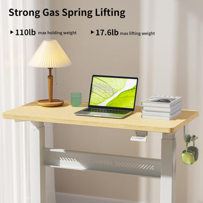 Mobile Walking Pad Desk with Wheels, Pneumatic Small Rolling Standing Desk Riser Height Adjustable (28-43.7