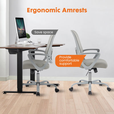 Home Office Managerial Executive Chair, Ergonomic Mesh Adjustable Swivel Mid-Back Chair with Comfortable Lumbar Support, Comfy Arms for Bedroom,Study,Student