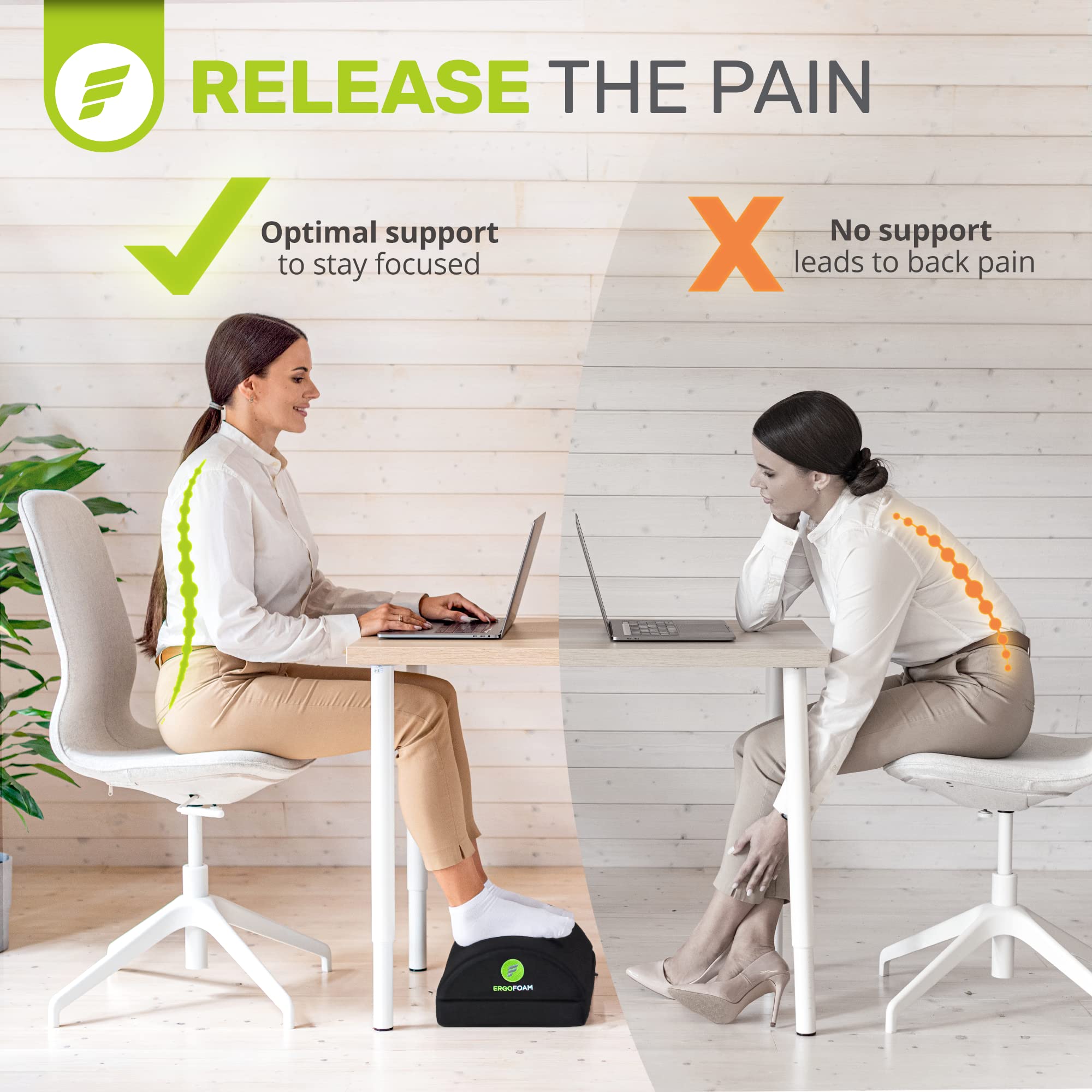 Foot Rest for Under Desk at Work Adjustable - Chiropractor-Endorsed, High-Density Foam, Velvet (Black)