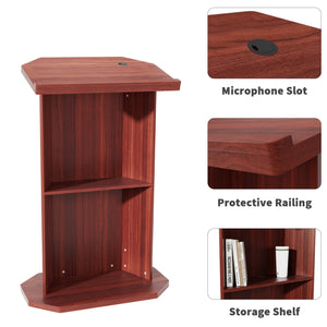 Wood Podium,Compact Podium Stand,15MM Particle Board,Pulpit with Storage,Mic Stand Space,Easy Installation Wooden Lectern for Restaurants,Churches,Seminars and Schools