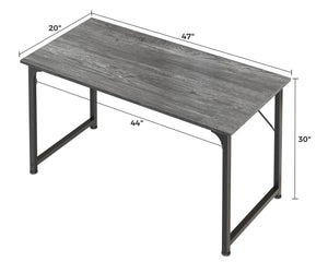 Computer Desk, 48 Inch Office Desk, Gaming Desk with Storage, Writing Desk Work Desk for Home Office, Study, Modern Simple Desk, Large Legroom, Metal Frame, Grey