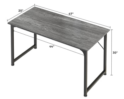 Computer Desk, 48 Inch Office Desk, Gaming Desk with Storage, Writing Desk Work Desk for Home Office, Study, Modern Simple Desk, Large Legroom, Metal Frame, Grey