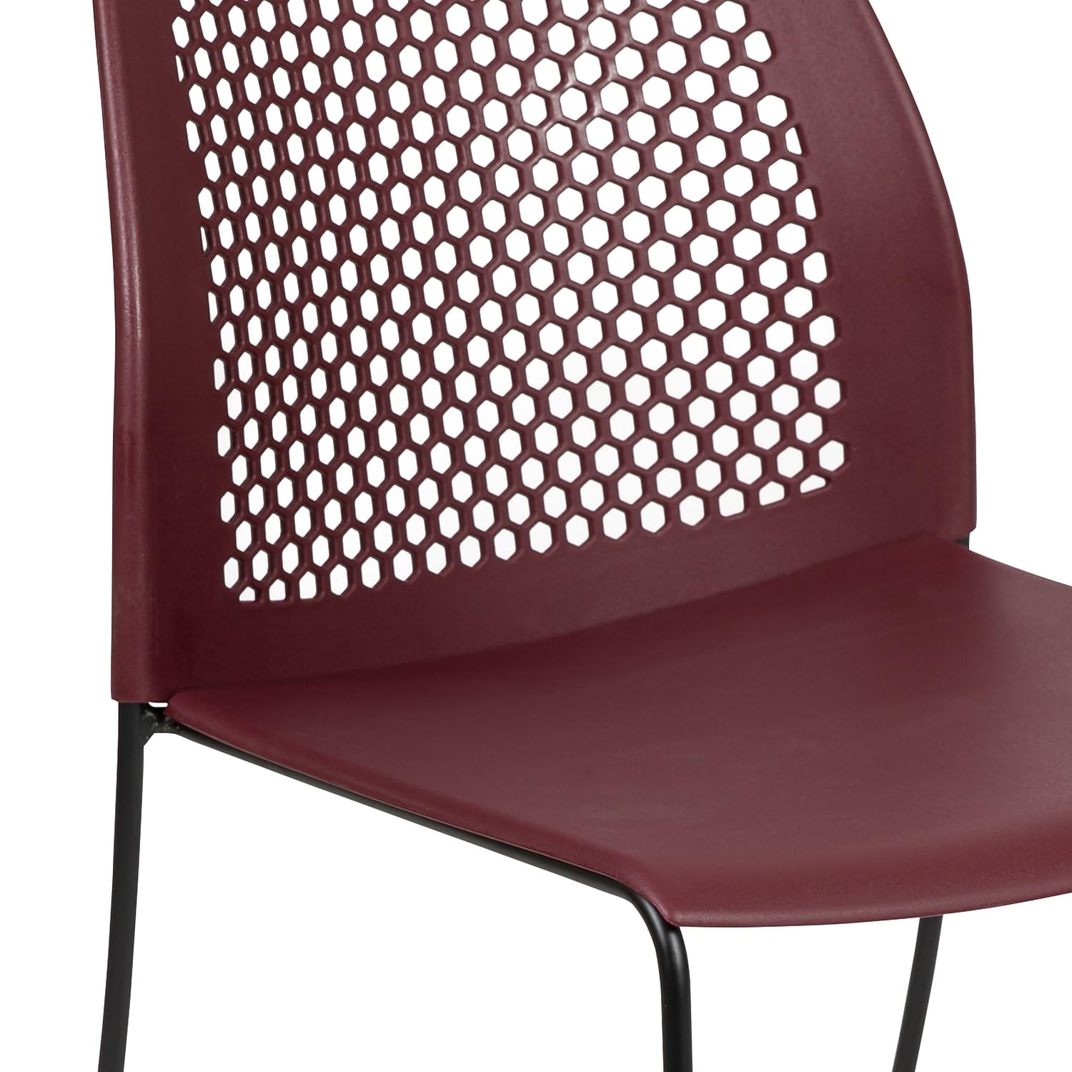 HERCULES Series 661 lb. Capacity Burgundy Stack Chair with Air-Vent Back and Black Powder Coated Sled Base
