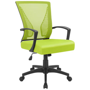 Office Chair Ergonomic Computer Desk Mesh Chair Mid Back Swivel Lumbar Support with Armrest (1, Cyan)