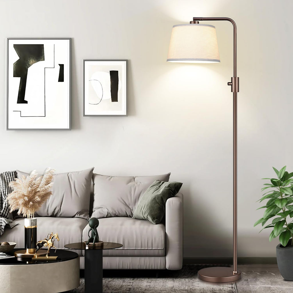 [Upgraded] Dimmable Floor Lamp, 1000 Lumens LED Edison Bulb Included, Modern Arc Standing Tall Brown Floor Lamp for Living Room Bedroom Office Dining Room
