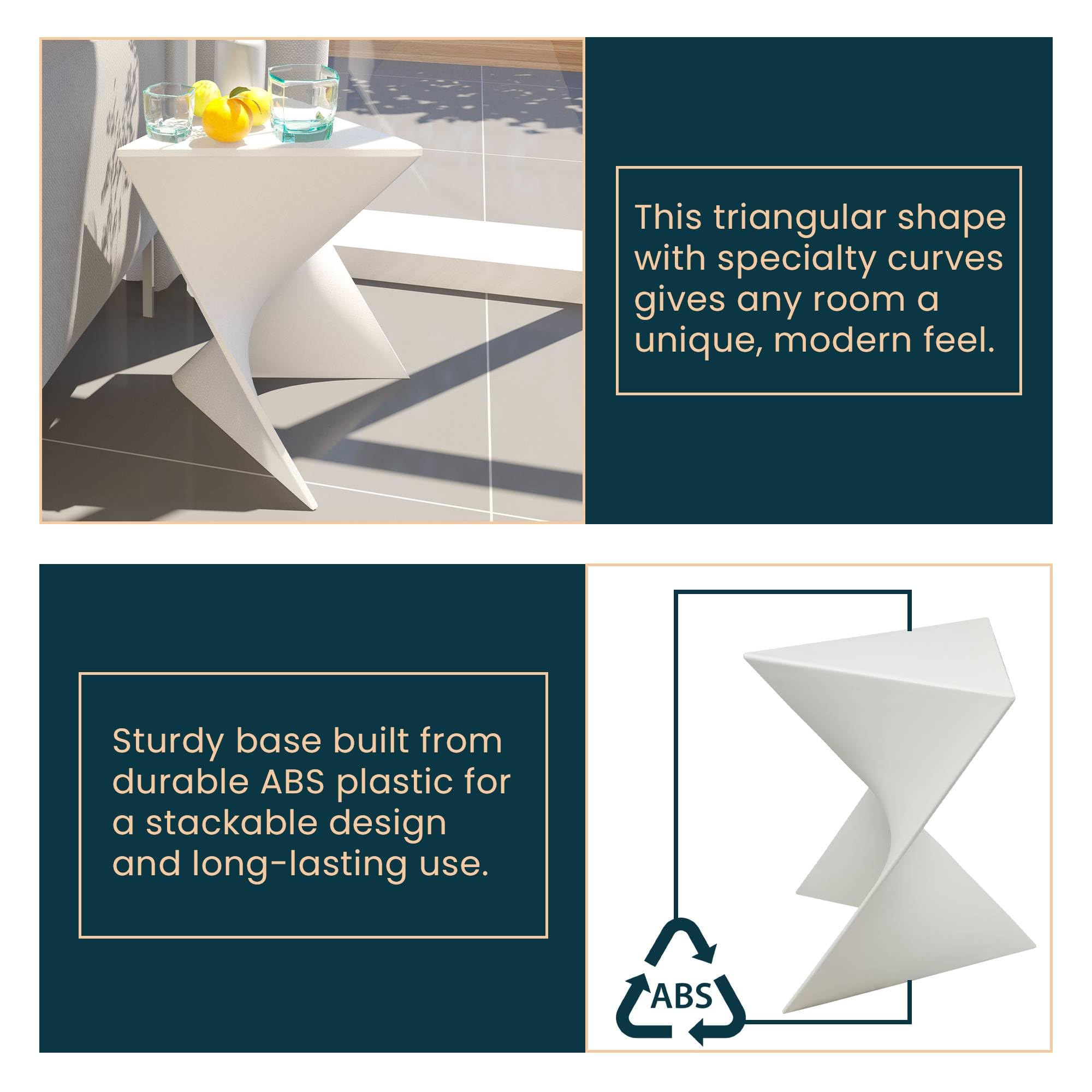 Modern Vanity Side Table, White