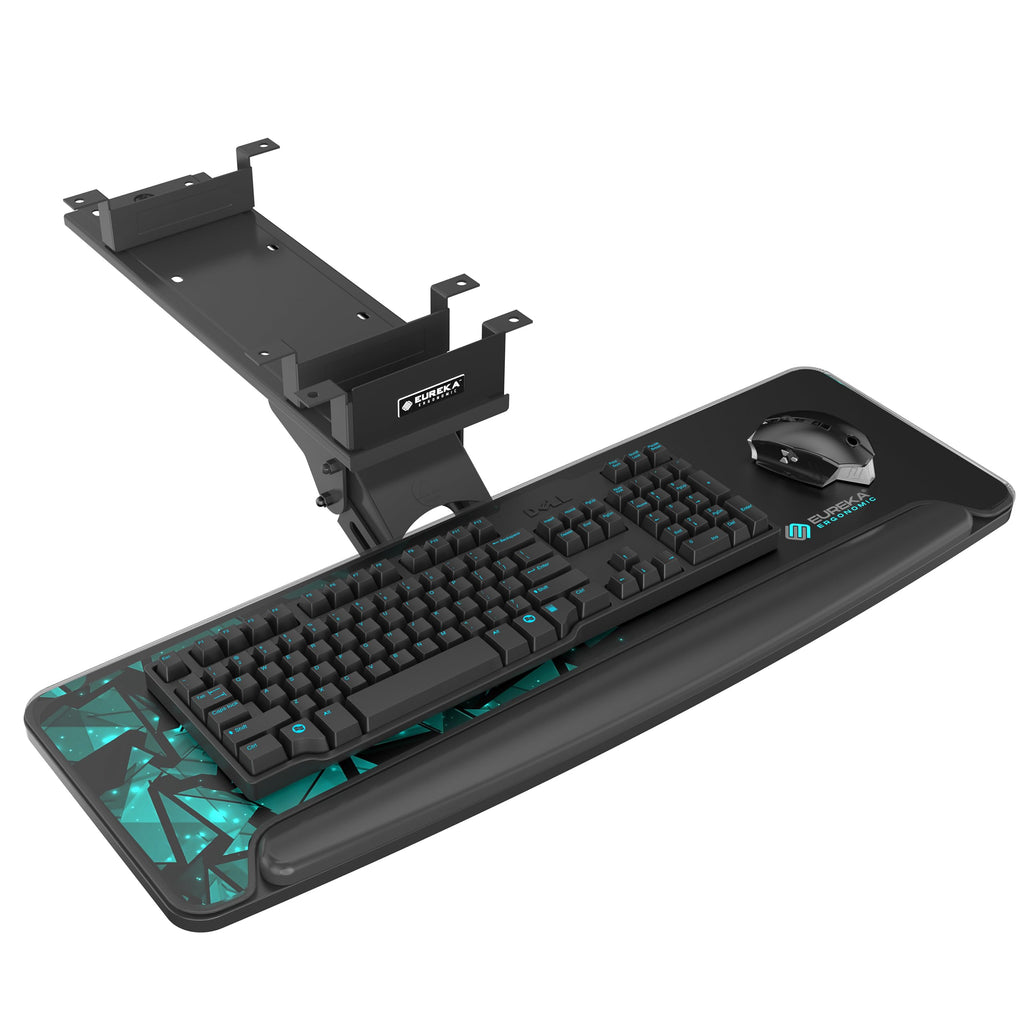 Height Adjustable Mouse & Keyboard Tray Under Desk, 28x10'' Large Slide Out Swivel Tilt Computer Keyboard Drawer with Mouse Pad for Gaming Home Office Desk, Dual Mount
