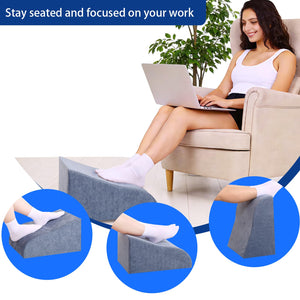 Foot Rest for Under Desk at Work, Ergonomic Under Desk Footrest with Washable Cover for Office, Home & Gaming Leg Elevation Pillow Blue